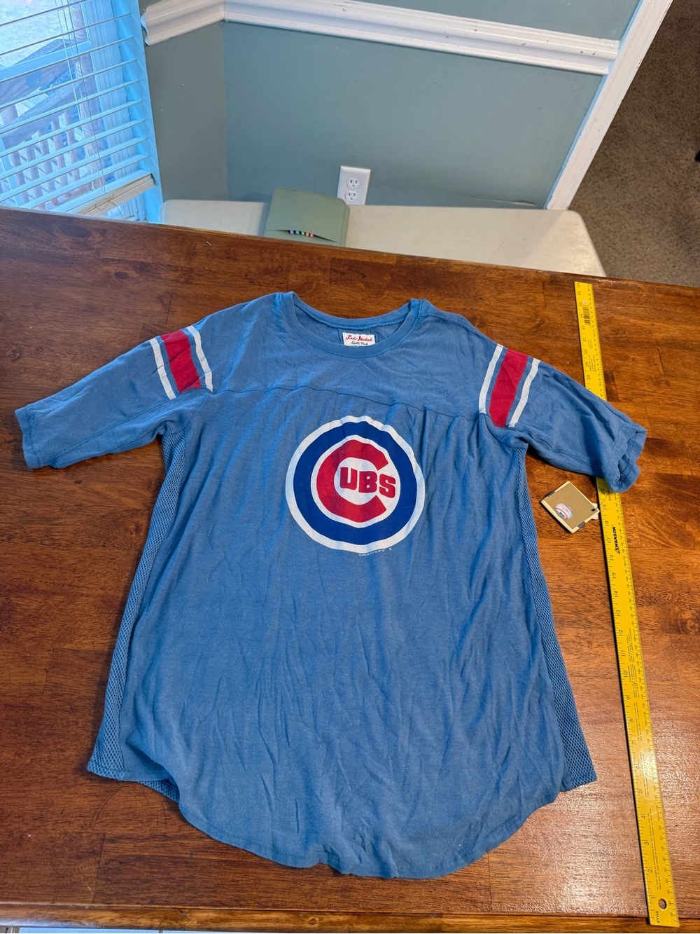 Red Jacket Blue Cubs Logo Short-Sleeve Tee with Red & White Sleeve Stripes